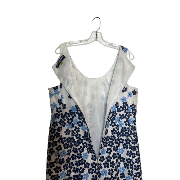 Karl Lagerfeld Paris A-Line Blue White Floral Sleeveless Scoop Neck Dress SZ 12 - Picture 8 of 14